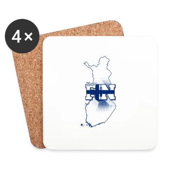 Team FIN Map Finland with Ball Pattern - Coasters (set of 4) - white - Front