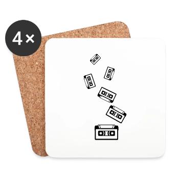 Cassette symbol - Coasters (set of 4) - white - Front
