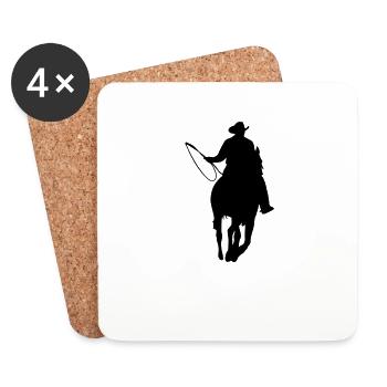 cow-boy - Dessous de verre (lot de 4) - blanc - Devant