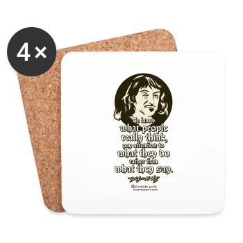 Descartes Quote What People Do and Think - Coasters (set of 4) - white - Front