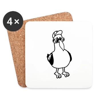 Mouette cool lunettes de soleil bonnet - Dessous de verre (lot de 4) - blanc - Devant