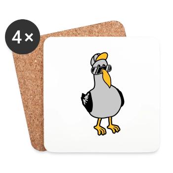 Coole Möwe Sonnenbrille Mütze - Untersetzer (4er-Set) - Weiß - Vorne