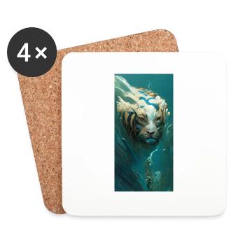 Tigre d'eau - Dessous de verre (lot de 4) - blanc - Devant