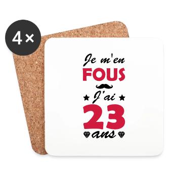 j'ai 23 ans / humour anniversaire 23 ans - Dessous de verre (lot de 4) - blanc - Devant