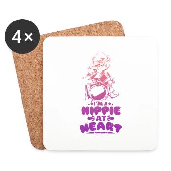Hippie plays drums - Coasters (set of 4) - white - Front