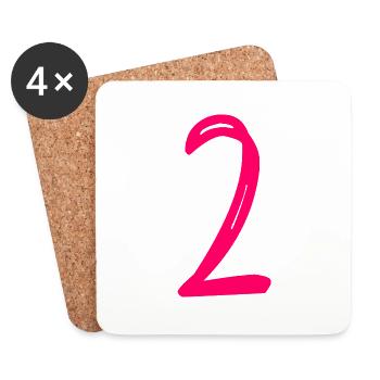 2 ANS. 2e ANNIVERSAIRE. ANNIVERSAIRE 2 ANS. 2 - Dessous de verre (lot de 4) - blanc - Devant