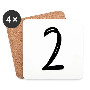 2 JAHRE. 2. JUBILÄUM. GEBURTSTAG 2 JAHRE. ZWEI - Untersetzer (4er-Set) - Weiß - Vorne