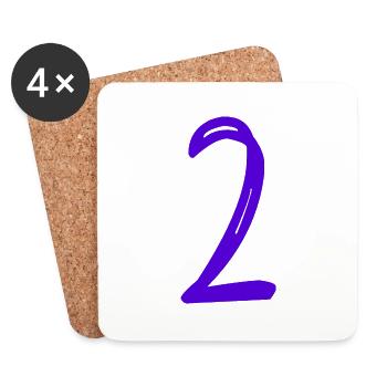 2 ANS. 2e ANNIVERSAIRE. ANNIVERSAIRE 2 ANS. 2 - Dessous de verre (lot de 4) - blanc - Devant