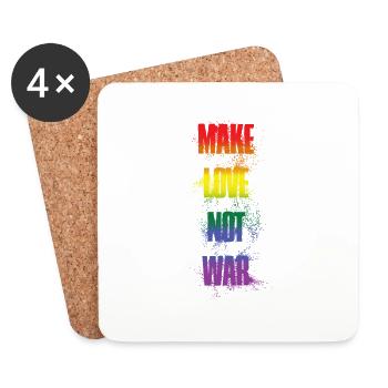 Make love not war - rainbow LGBTQ Design - Untersetzer (4er-Set) - Weiß - Vorne