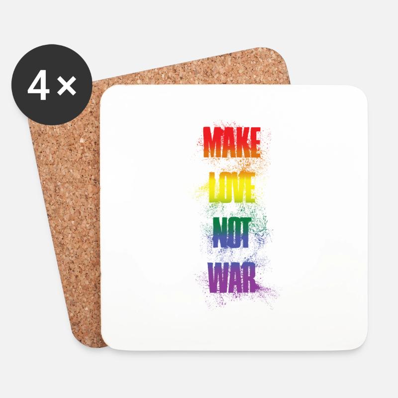 Make love not war - rainbow LGBTQ Design - Untersetzer (4er-Set) - Weiß