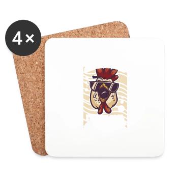 Poulet Ferme Volaille Coq Poulets Cadeau - Dessous de verre (lot de 4) - blanc - Devant