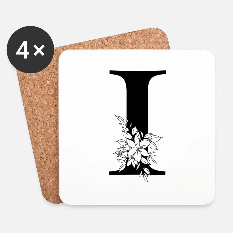 Buchstabe I - Untersetzer (4er-Set) - Weiß