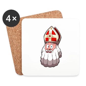 St. Nikolaus Gesicht - Untersetzer (4er-Set) - Weiß - Vorne