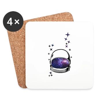 Casque d’astronaute Space Galaxy Stars Cadeau - Dessous de verre (lot de 4) - blanc - Devant