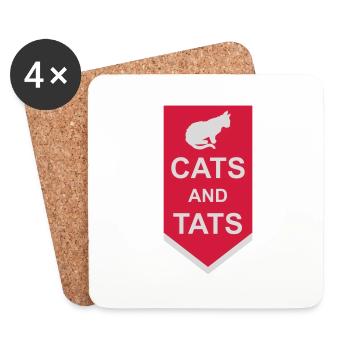 cats and tats Zitat - Untersetzer (4er-Set) - Weiß - Vorne