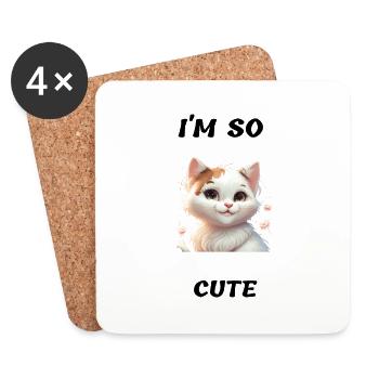 I'm So Cute - petit chat bien trop mignon - Dessous de verre (lot de 4) - blanc - Devant