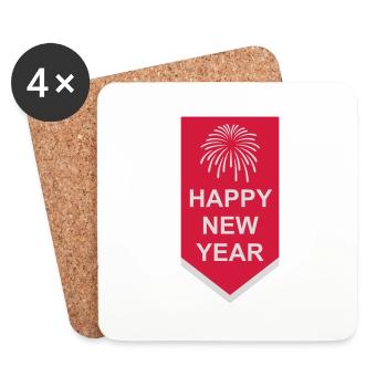 Citation Bonne année - Dessous de verre (lot de 4) - blanc - Devant