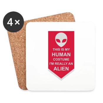 Citation extraterrestre de costume humain - Dessous de verre (lot de 4) - blanc - Devant