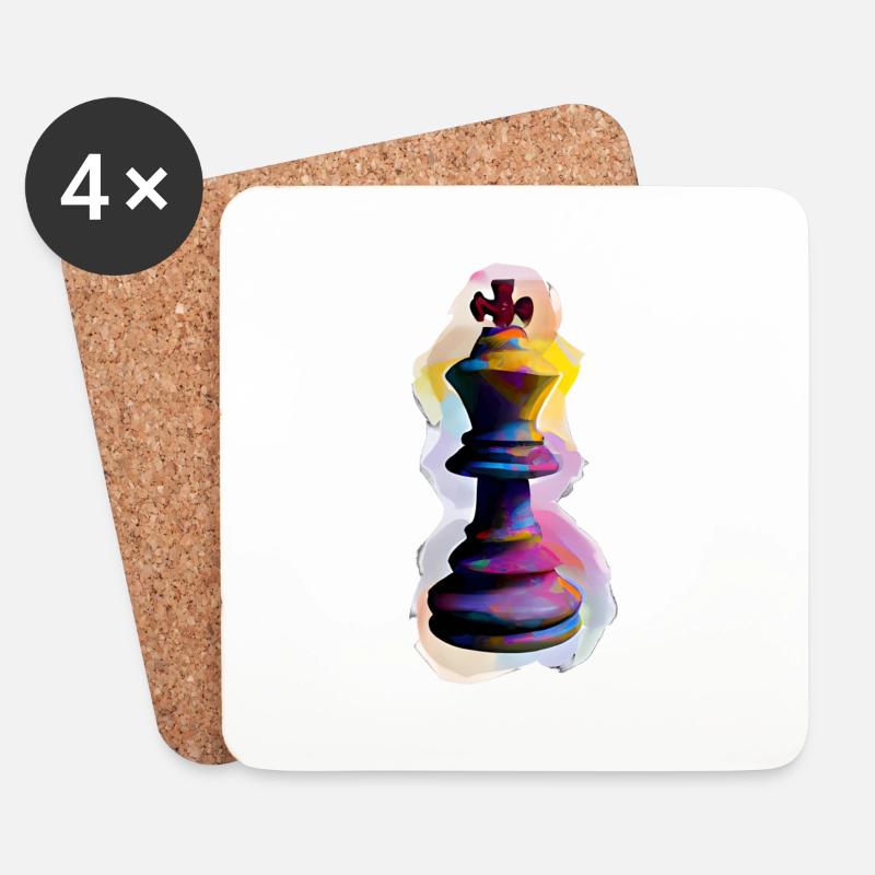 Kunst Schachfigur König - Untersetzer (4er-Set) - Weiß
