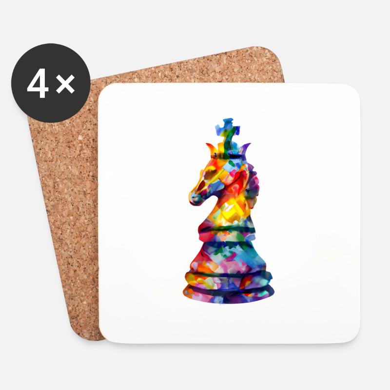 Kunst Schachfigur Pferd als König - Untersetzer (4er-Set) - Weiß