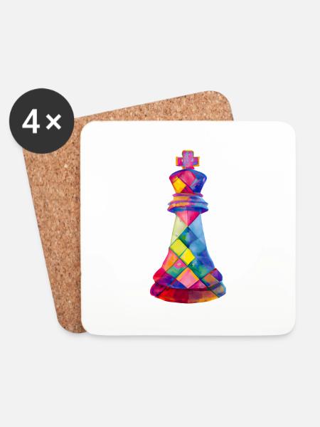 Kunst Schachfigur König - Untersetzer (4er-Set) - Weiß