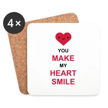 Faire sourire mon cœur - Dessous de verre (lot de 4) - blanc - Devant