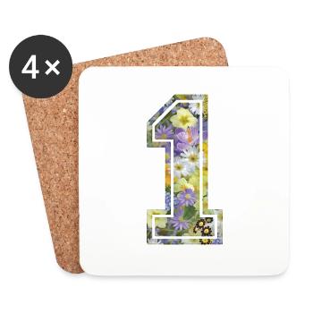 Numero 1 fleur, Équipe Foot, basket université - Dessous de verre (lot de 4) - blanc - Devant