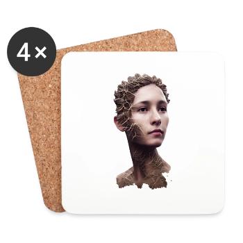 Portrait of a bark woman - Coasters (set of 4) - white - Front