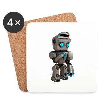Blue-eyed robot - Coasters (set of 4) - white - Front