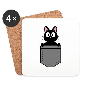 Katze im Gepäck - Untersetzer (4er-Set) - Weiß - Vorne