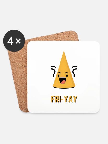Wochentag Emoji: Freitag - Untersetzer (4er-Set) - Weiß