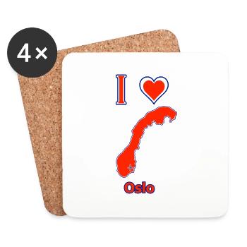 Norway map flag with the city of Oslo - Coasters (set of 4) - white - Front