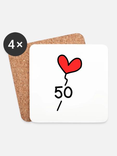 50 JAHRE. 50-jähriges Jubiläum. GEBURTSTAG 50 JAHRE. 50 - Untersetzer (4er-Set) - Weiß