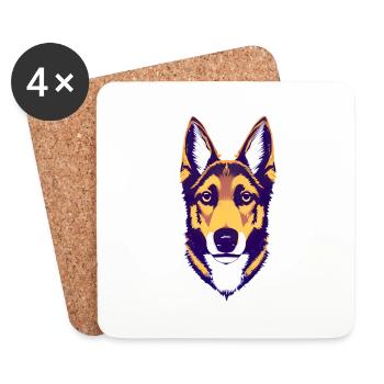 Berger allemand Propriétaire de chien Chien Chien Propriétaire de chien - Dessous de verre (lot de 4) - blanc - Devant