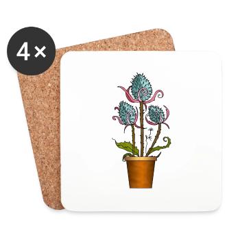 Blumen - Untersetzer (4er-Set) - Weiß - Vorne