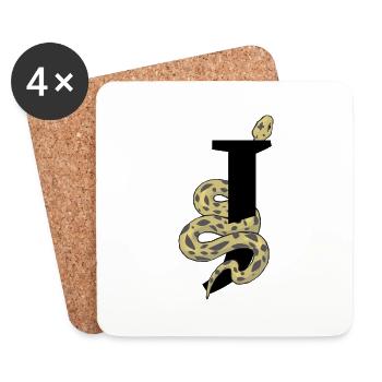 Letter j snake - Coasters (set of 4) - white - Front