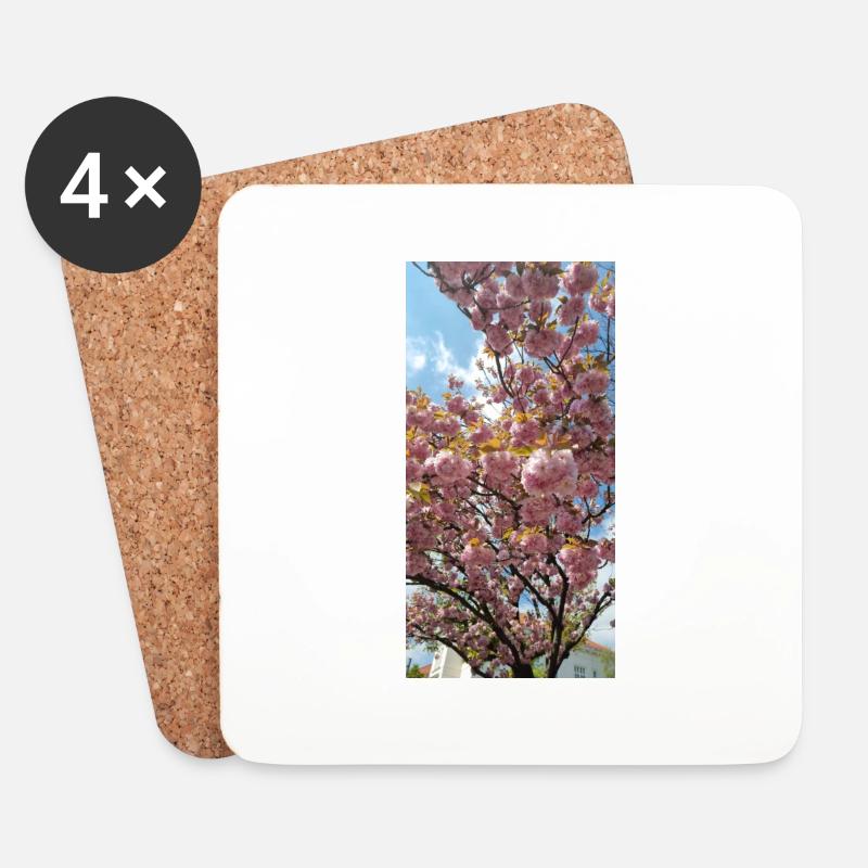 Sakura Flowers - Untersetzer (4er-Set) - Weiß