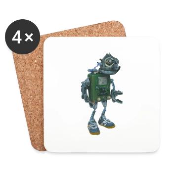 Robot abandonné - Dessous de verre (lot de 4) - blanc - Devant