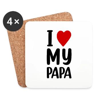 J’aime mon papa - Dessous de verre (lot de 4) - blanc - Devant