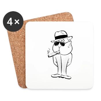 Homme au cigare - Dessous de verre (lot de 4) - blanc - Devant