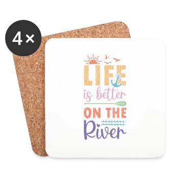 La vie est meilleure sur la rivière - Dessous de verre (lot de 4) - blanc - Devant