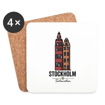 STORTORGET Geschäftshäuser in Stockholm, Schweden - Untersetzer (4er-Set) - Weiß - Vorne
