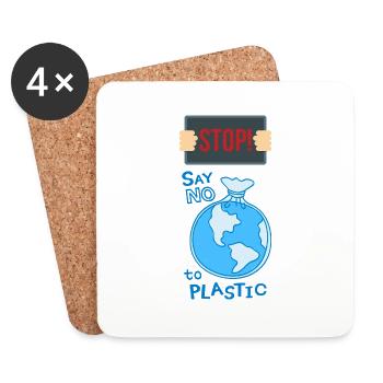 Kein Plastik - Untersetzer (4er-Set) - Weiß - Vorne