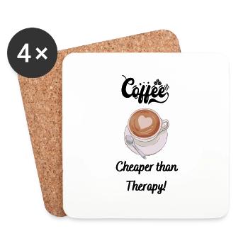 Coffee Cheaper than therapy - Coasters (set of 4) - white - Front