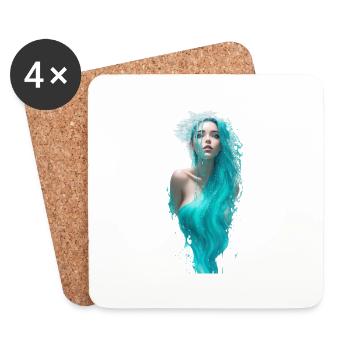 ethereal half-body portrait of a woman water F - Coasters (set of 4) - white - Front
