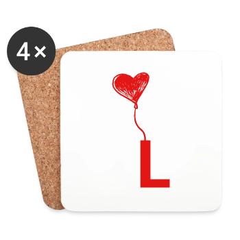 Buchstabe l Herz - Untersetzer (4er-Set) - Weiß - Vorne