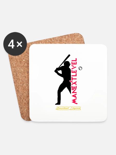 Baseball Legend - Untersetzer (4er-Set) - Weiß