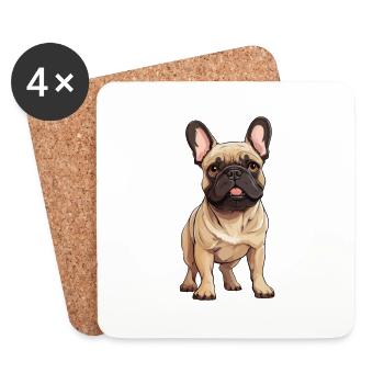 englische / französische Bulldogge Illustration - Untersetzer (4er-Set) - Weiß - Vorne