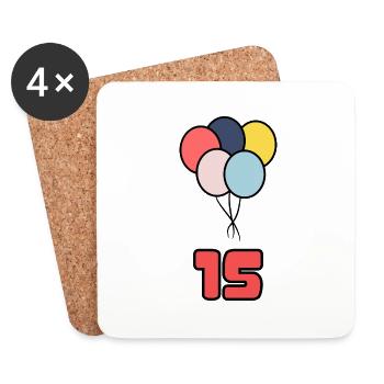 15. 15 YEARS. 15th ANNIVERSARY. BIRTHDAY 15 YEARS. - Coasters (set of 4) - white - Front