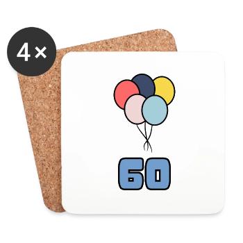 60. 60 JAHRE. 60-JÄHRIGES JUBILÄUM. GEBURTSTAG 60 JAHRE. - Untersetzer (4er-Set) - Weiß - Vorne